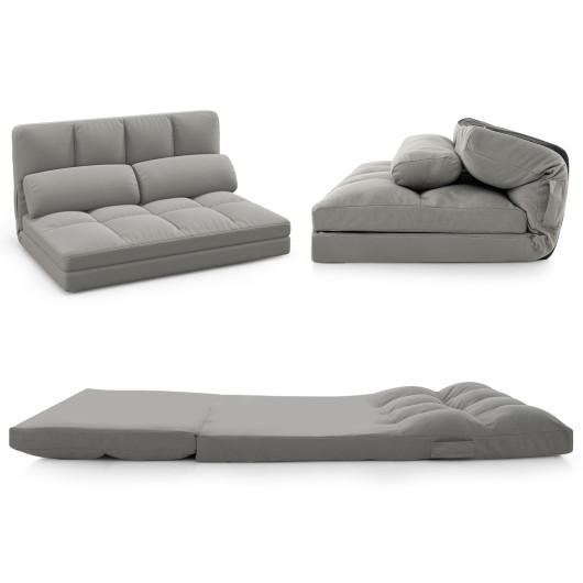 Convertible Floor Sofa Bed with Adjustable Backrest and Pillows - Image 11