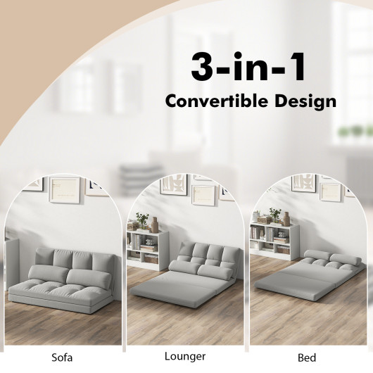 Convertible Floor Sofa Bed with Adjustable Backrest and Pillows - Image 14