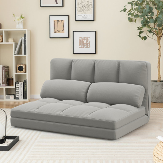 Convertible Floor Sofa Bed with Adjustable Backrest and Pillows - Image 8