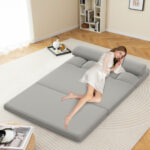 Convertible Floor Sofa Bed with Adjustable Backrest and Pillows