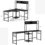 Convertible L-Shaped Desk with Hutch and Built-In Power Outlet