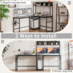 Convertible L-Shaped Desk with Hutch and Built-In Power Outlet