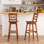 Swivel 30 Inch Bar Stools with Footrest and Backrest (Set of 2)