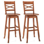 Swivel 30 Inch Bar Stools with Footrest and Backrest (Set of 2)