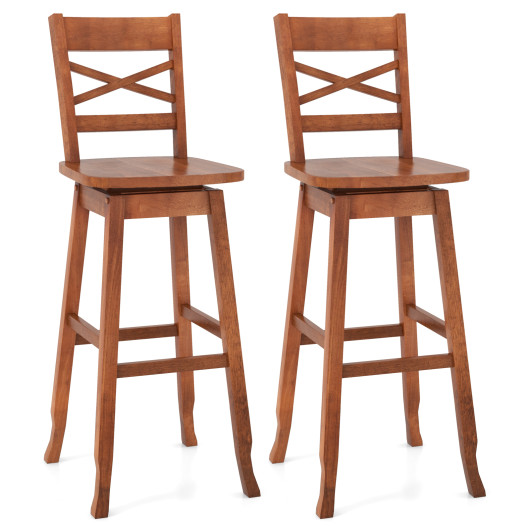 Swivel 30 Inch Bar Stools with Footrest and Backrest (Set of 2) - Image 3