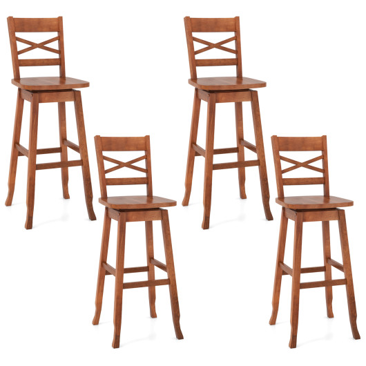 Swivel 30 Inch Bar Stools with Footrest and Backrest (Set of 2) - Image 4