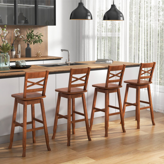 Swivel 30 Inch Bar Stools with Footrest and Backrest (Set of 2) - Image 6