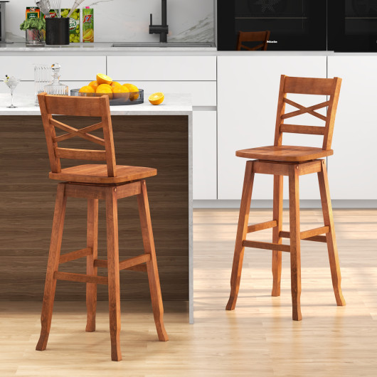 Swivel 30 Inch Bar Stools with Footrest and Backrest (Set of 2) - Image 7