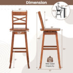 Swivel 30 Inch Bar Stools with Footrest and Backrest (Set of 2)