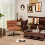 Cross-Legged Armless Office Chair with Adjustable Height and Fleece