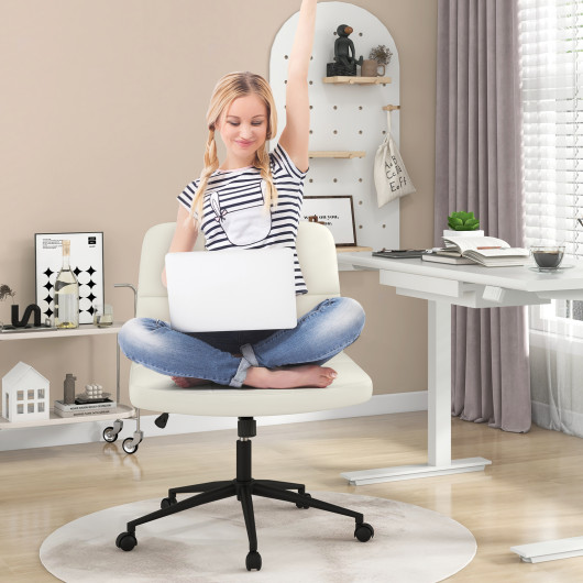 Height Adjustable Armless Desk Chair with Wheels for Home Office