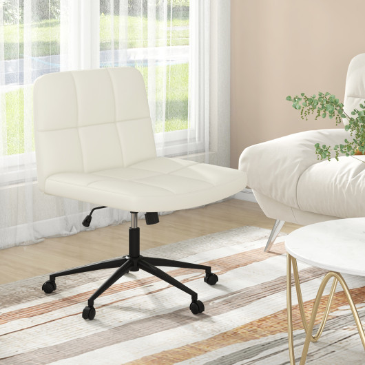 Height Adjustable Armless Desk Chair with Wheels for Home Office