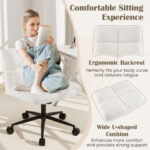 Cross Legged Armless Chair with Wheels and Adjustable Height Beige