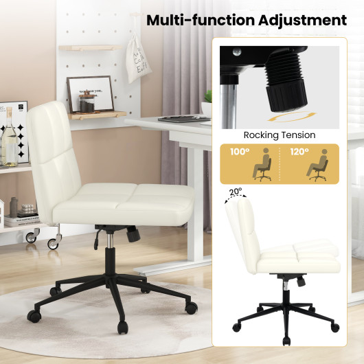 Height Adjustable Armless Desk Chair with Wheels for Home Office