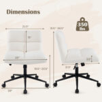 Cross Legged Armless Chair with Wheels and Adjustable Height Beige