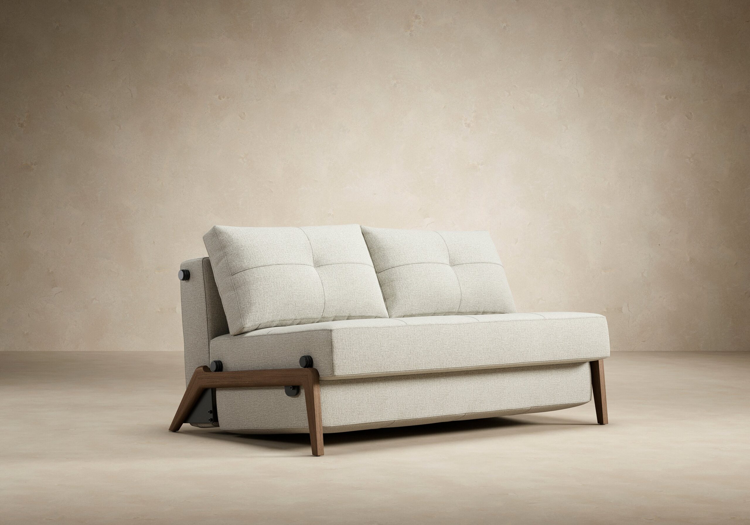 Cubed Full Size Sofa Bed With Dark Wood Legs - Mixed Dance Natural