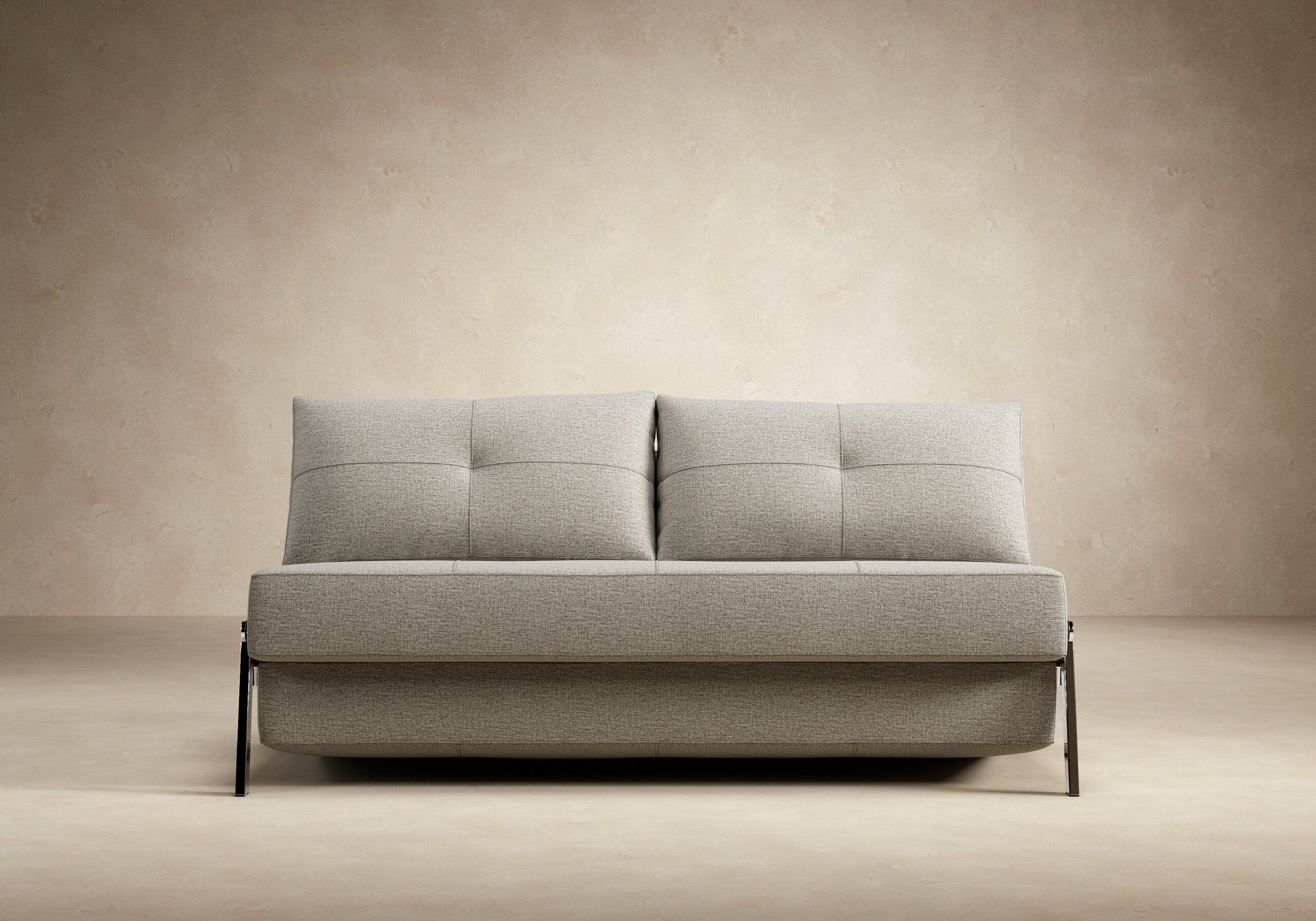 Cubed Queen Size Sofa Bed With Chrome Legs - Mixed Dance Grey