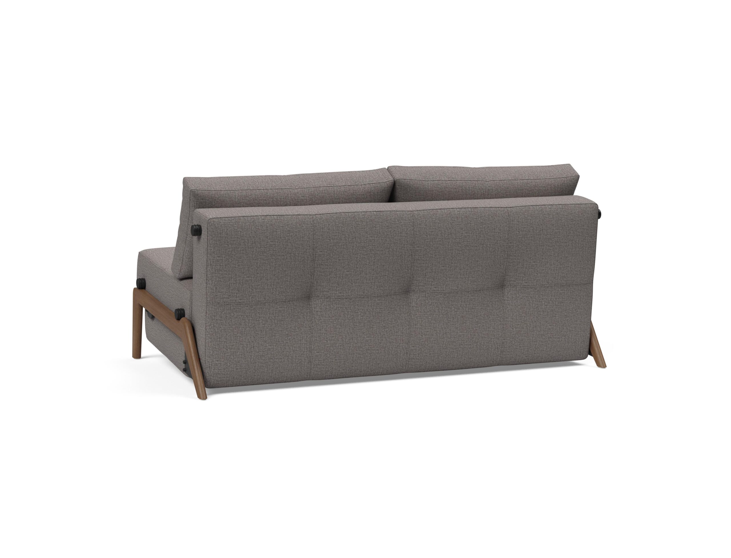 Cubed Queen Size Sofa Bed With Dark Wood Legs - Mixed Dance Grey