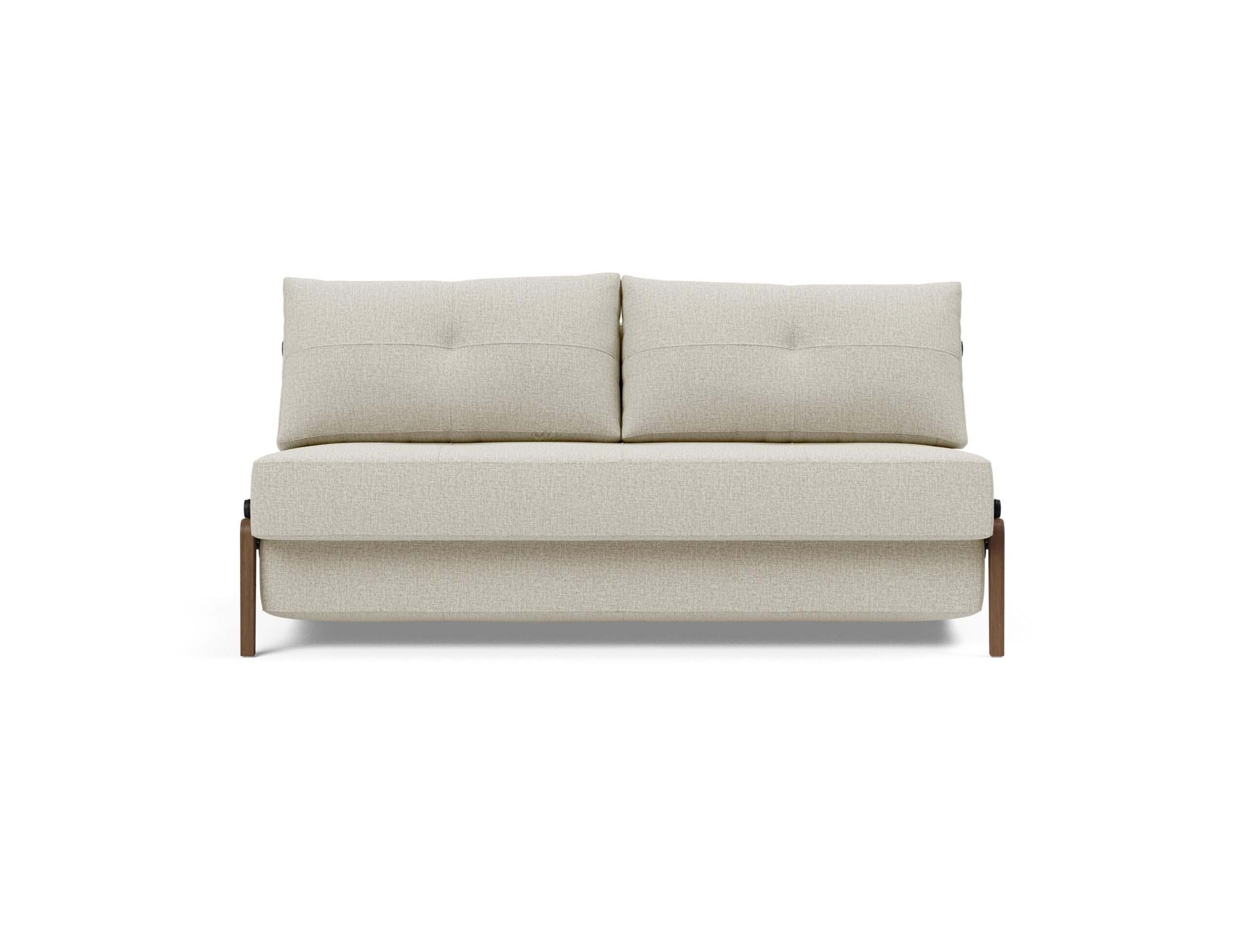 Cubed Queen Size Sofa Bed With Dark Wood Legs - Mixed Dance Natural
