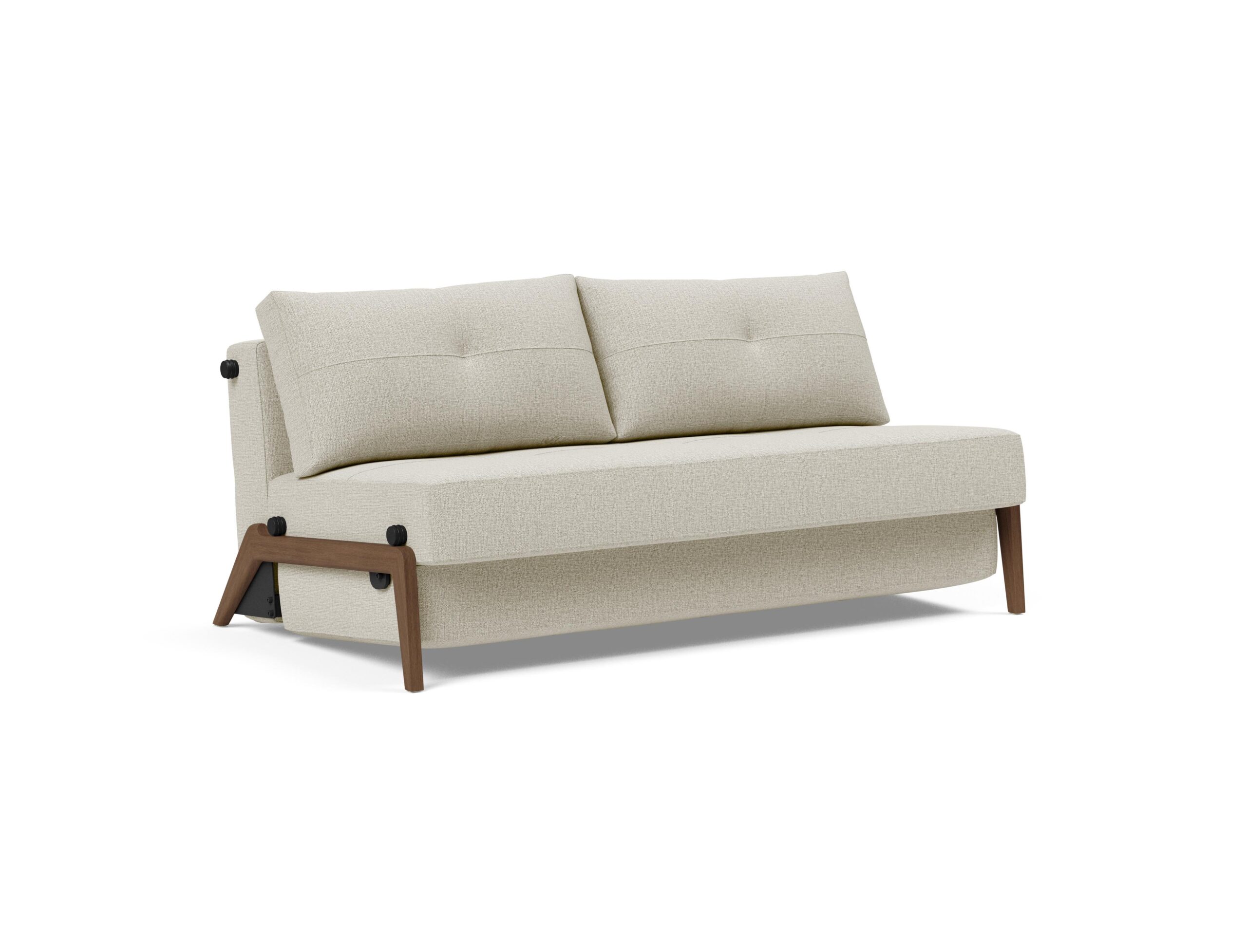 Cubed Queen Size Sofa Bed With Dark Wood Legs - Mixed Dance Natural