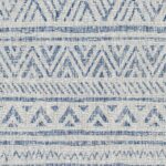 Blue Gray Chevron Boho Indoor Outdoor Rug 5 ft x 7.5 ft