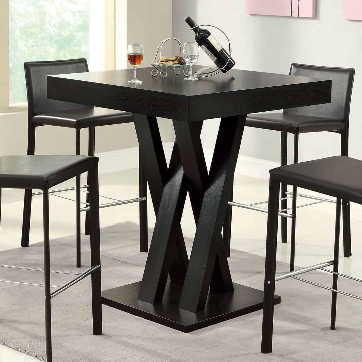 Modern Square Bar-Height Dining Table in Dark Cappuccino Finish