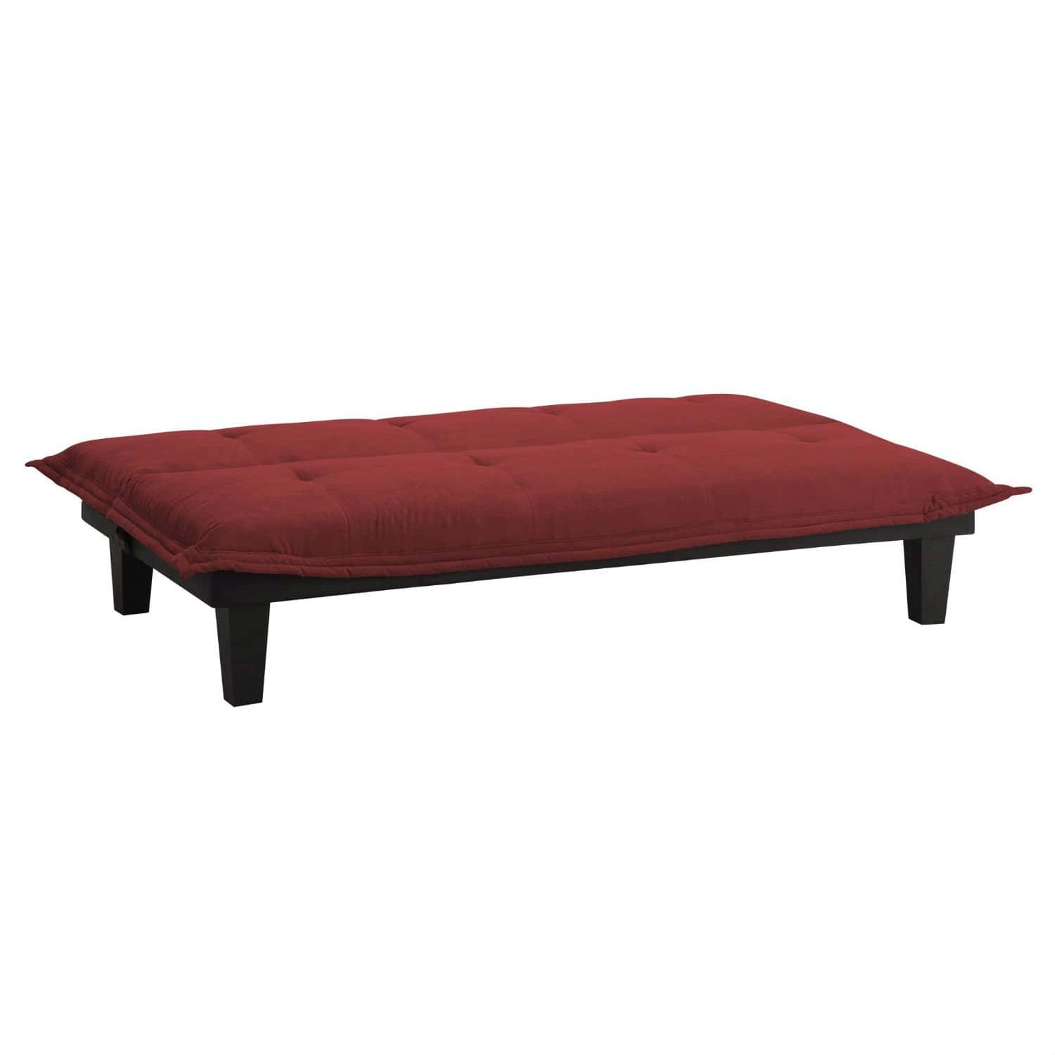 Red Microfiber Sleeper Sofa Futon with Click-Clack Mechanism