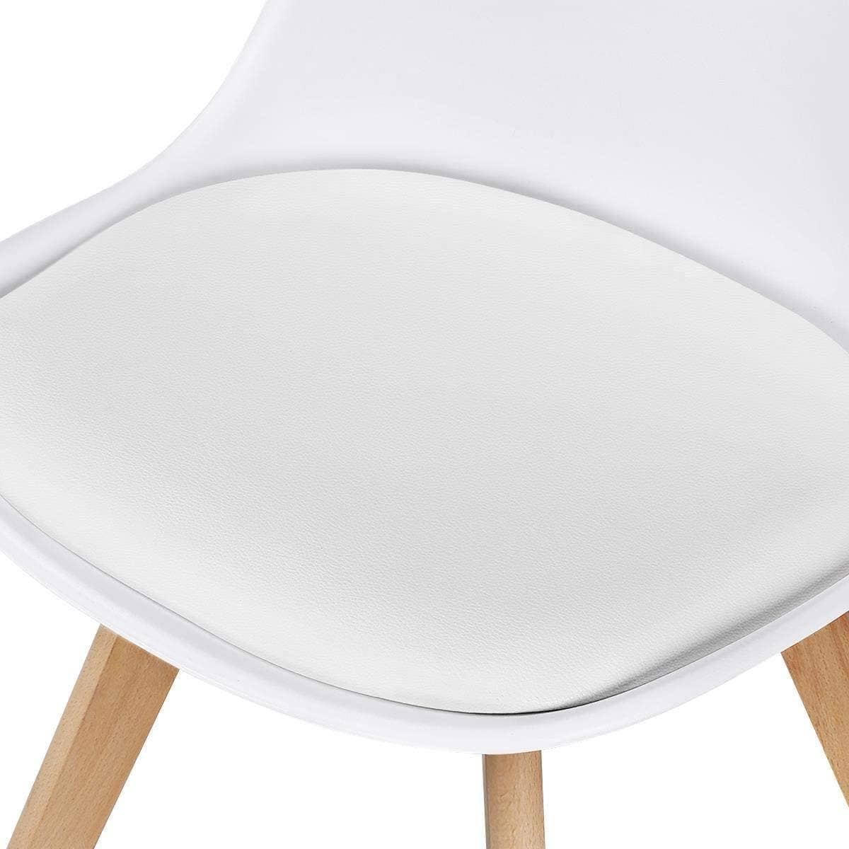 Modern White Shell Dining Chairs Beechwood Legs Upholstered Seats (Set of 4)
