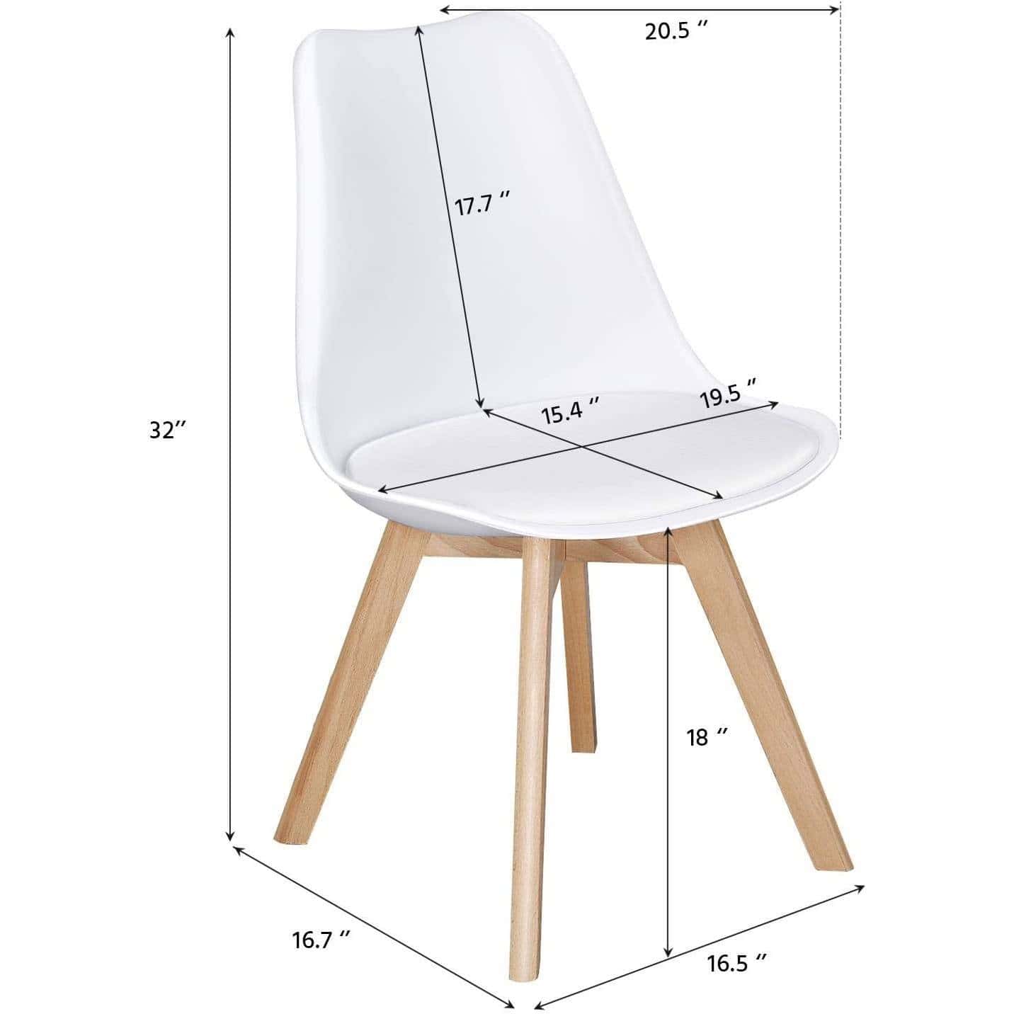 Modern White Shell Dining Chairs Beechwood Legs Upholstered Seats (Set of 4)