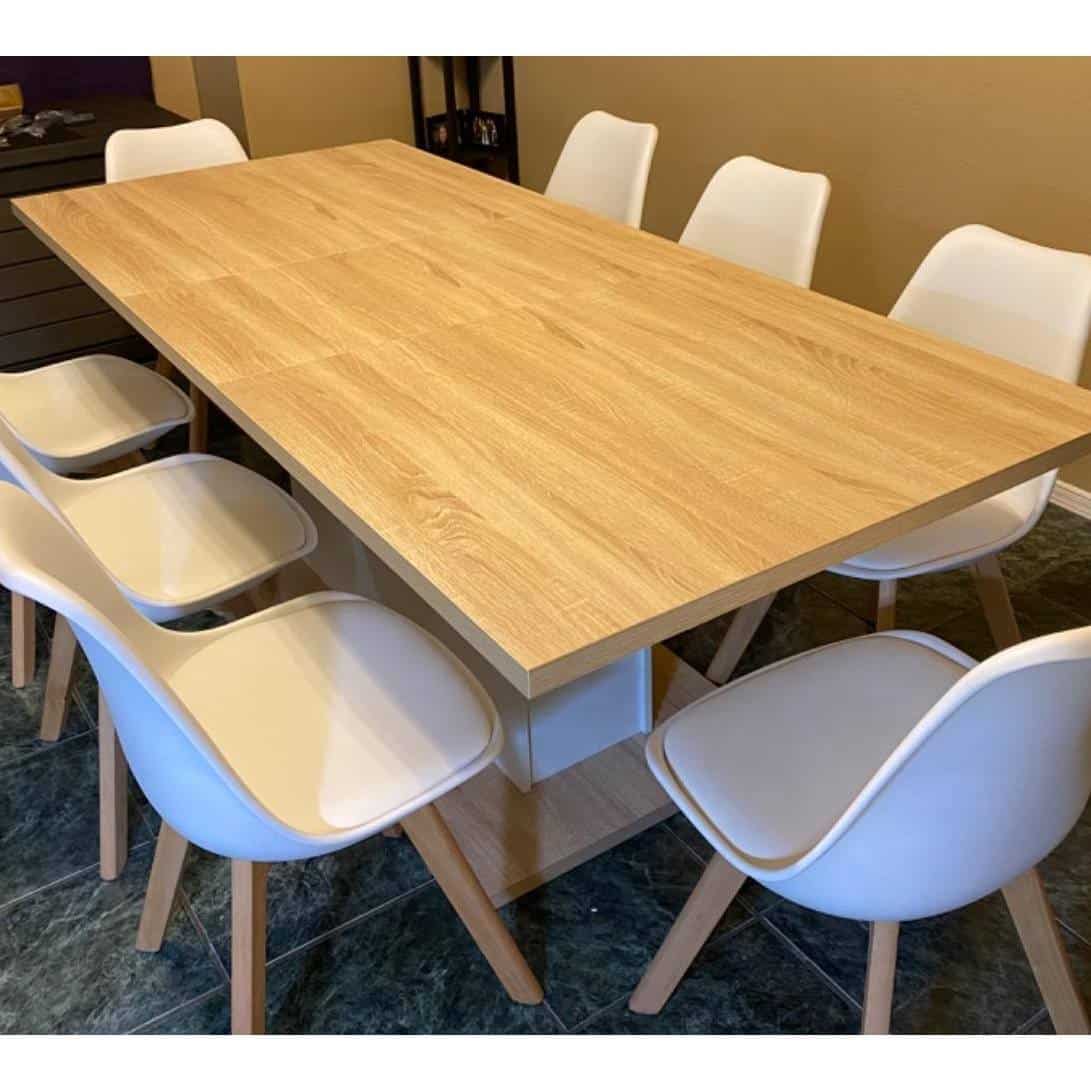 Modern White Shell Dining Chairs Beechwood Legs Upholstered Seats (Set of 4)