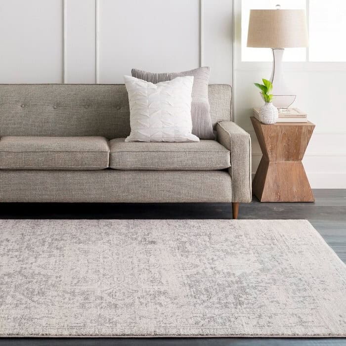 Distressed Oriental Area Rug Light Grey Beige 5'3 x 7'3 - Image 2