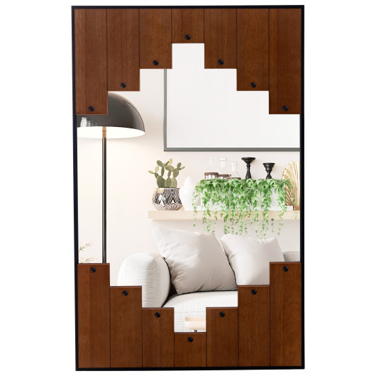 Farmhouse Rectangle Wall Mirror with Piano Key Frame Black