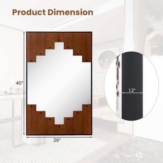 Farmhouse Rectangle Wall Mirror with Piano Key Frame Black