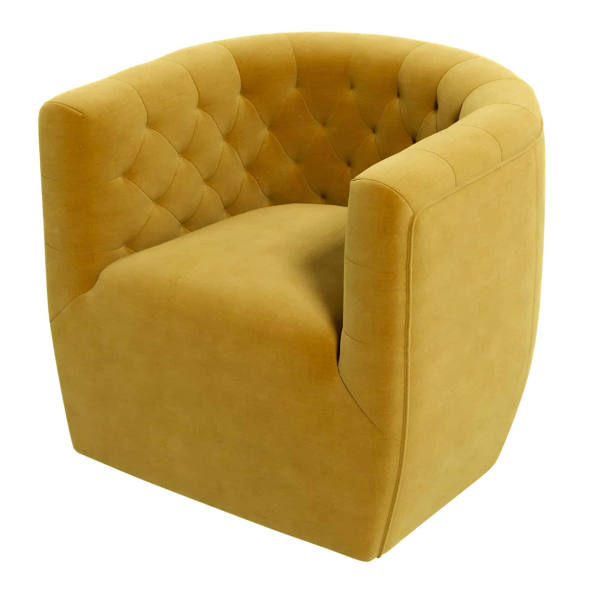 Gold Velvet Swivel Chair with Mid-Century Modern Design
