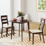 Rustic Walnut Dining Table and Chair Set for Small Spaces (3 Piece)