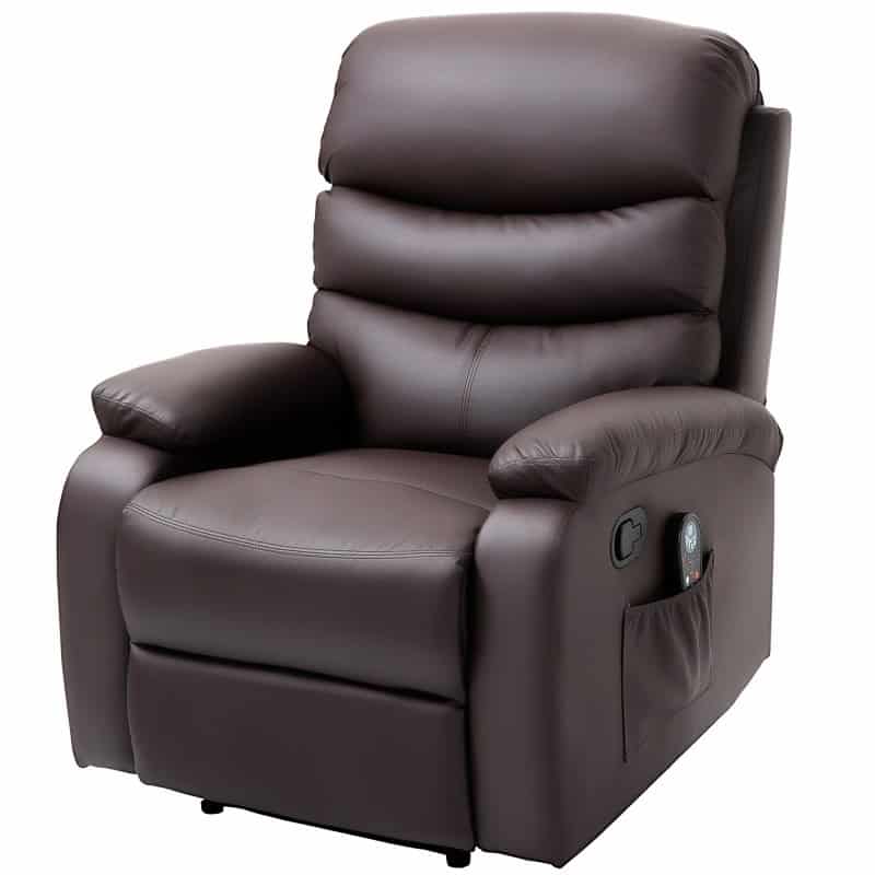 Adjustable Brown Faux Leather Massage Recliner Chair with Footrest