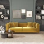 Mustard Velvet Mid-Century Modern Sofa with Removable Legs