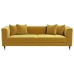 Mustard Velvet Mid-Century Modern Sofa with Removable Legs