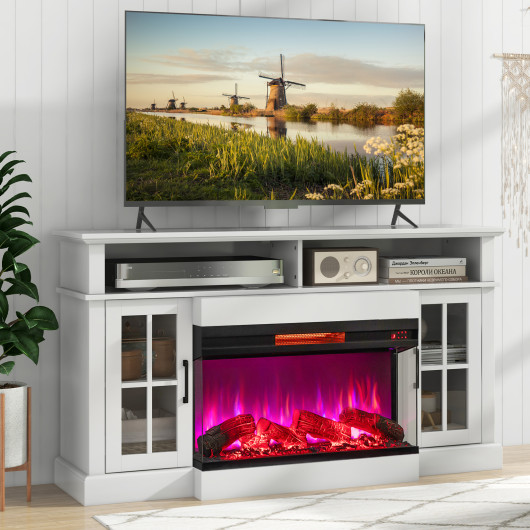 36 Inch 3-Sided Electric Fireplace with Adjustable Flame Settings