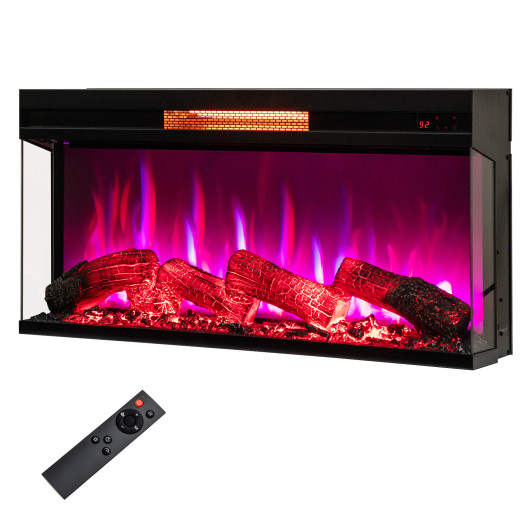 36 Inch 3-Sided Electric Fireplace with Adjustable Flame Settings