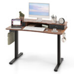 48 Inch x 24 Inch Height Adjustable Electric Standing Desk with Drawers and Monitor Shelf