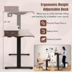 48 Inch x 24 Inch Height Adjustable Electric Standing Desk with Drawers and Monitor Shelf