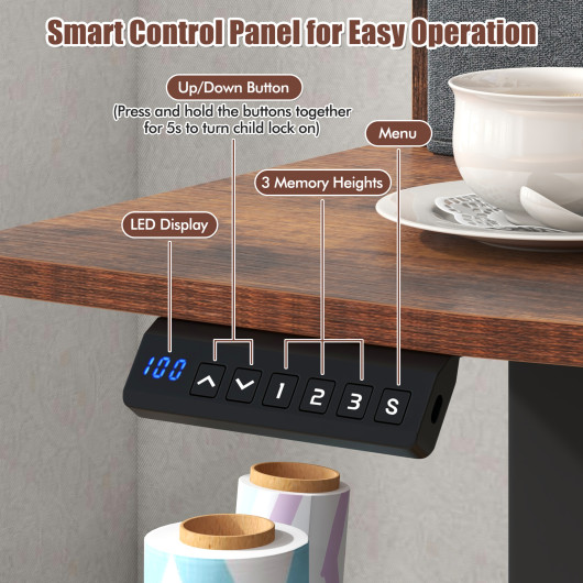 48 Inch x 24 Inch Height Adjustable Electric Standing Desk with Drawers and Monitor Shelf - Image 6