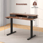 48 Inch x 24 Inch Height Adjustable Electric Standing Desk with Drawers and Monitor Shelf