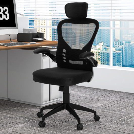 Ergonomic Mesh Office Chair with Flip-Up Arms and Lumbar Support
