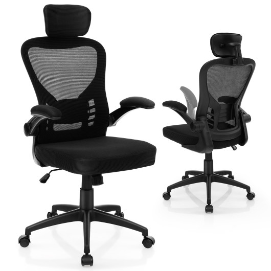 Ergonomic Mesh Office Chair with Flip-Up Arms and Lumbar Support