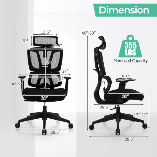 Adjustable Ergonomic Office Chair with Lumbar Support and Headrest - Image 4