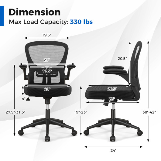 Ergonomic Swivel Mesh Office Chair with Flip-Up Armrests