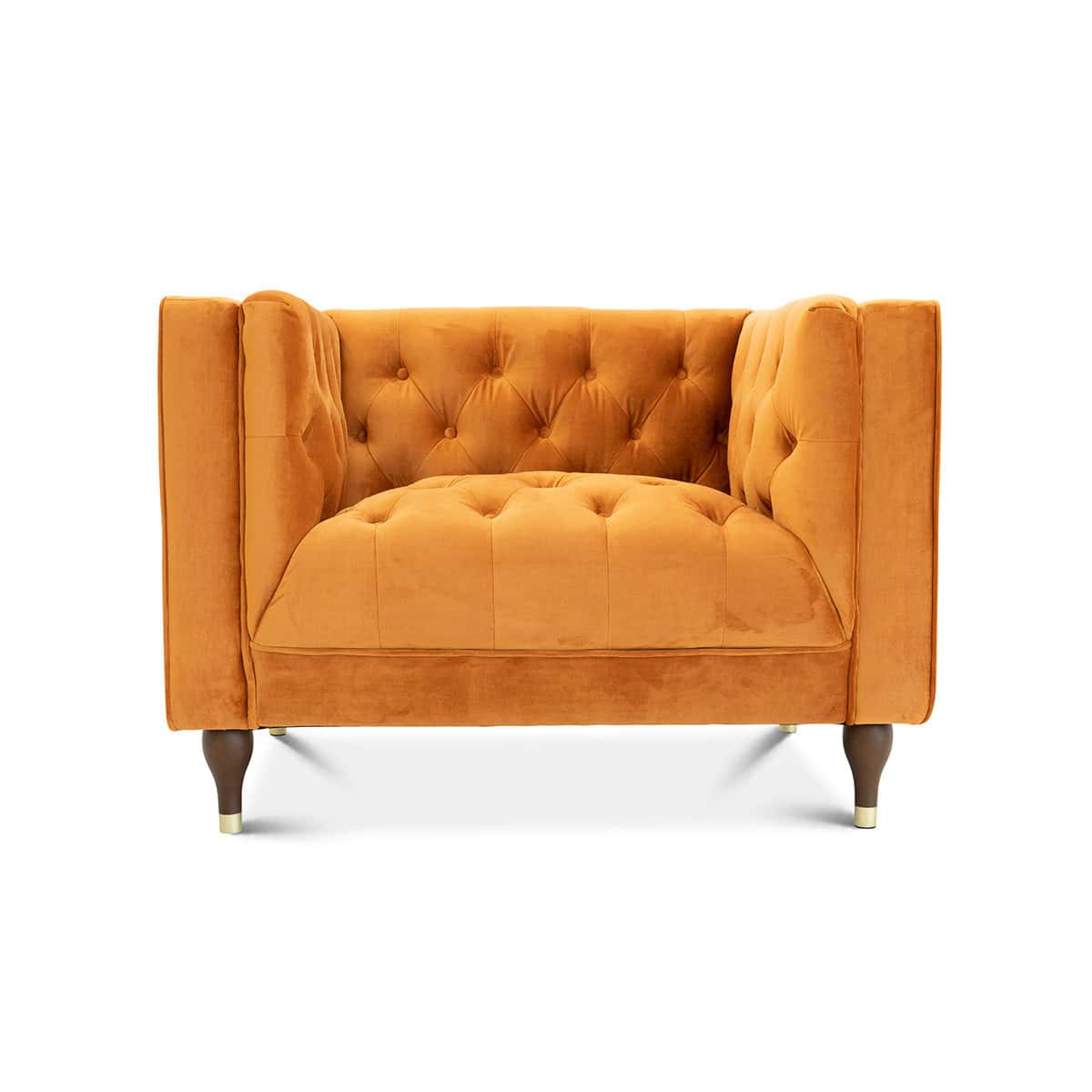 Burnt Orange Velvet Tufted Lounge Chair with Elegant Design