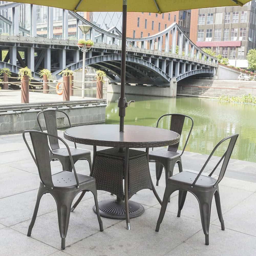 Stackable Gun Metal Bistro Side Chairs with Rubber Feet (Set of 4)